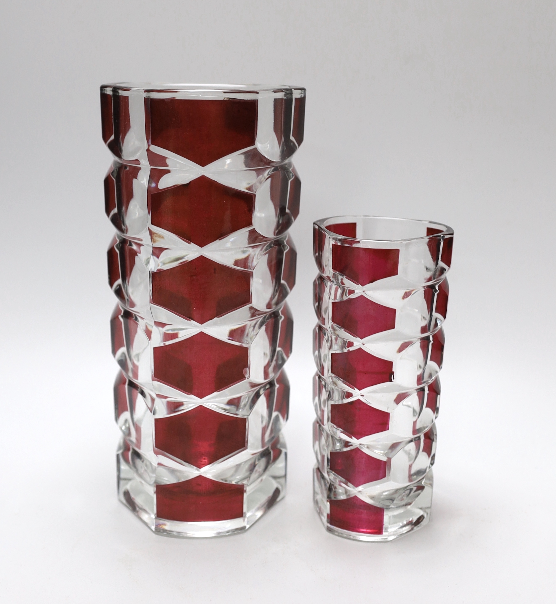 Two French studio ruby flashed glass vases, largest 24cm high